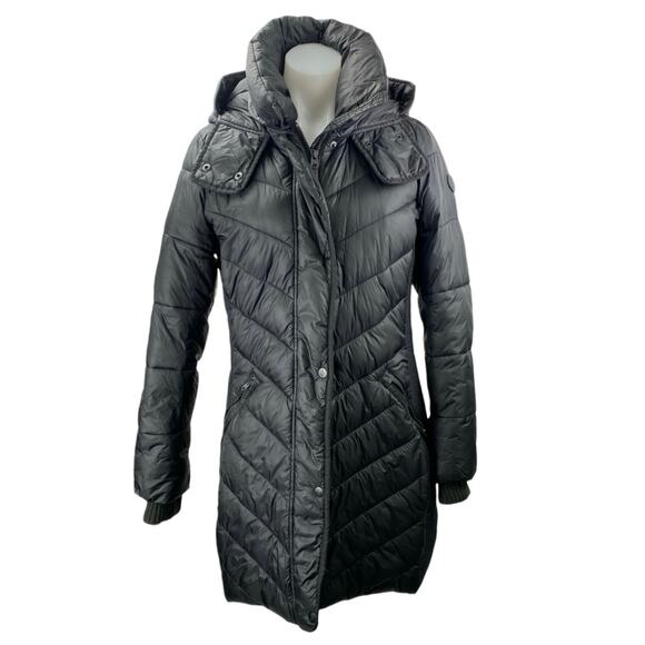 Abercrombie & Fitch Jackets & Blazers - Abercrombie & Fitch Womens Black Full Zip Down Parka Hooded Puffer Coat Jacket S